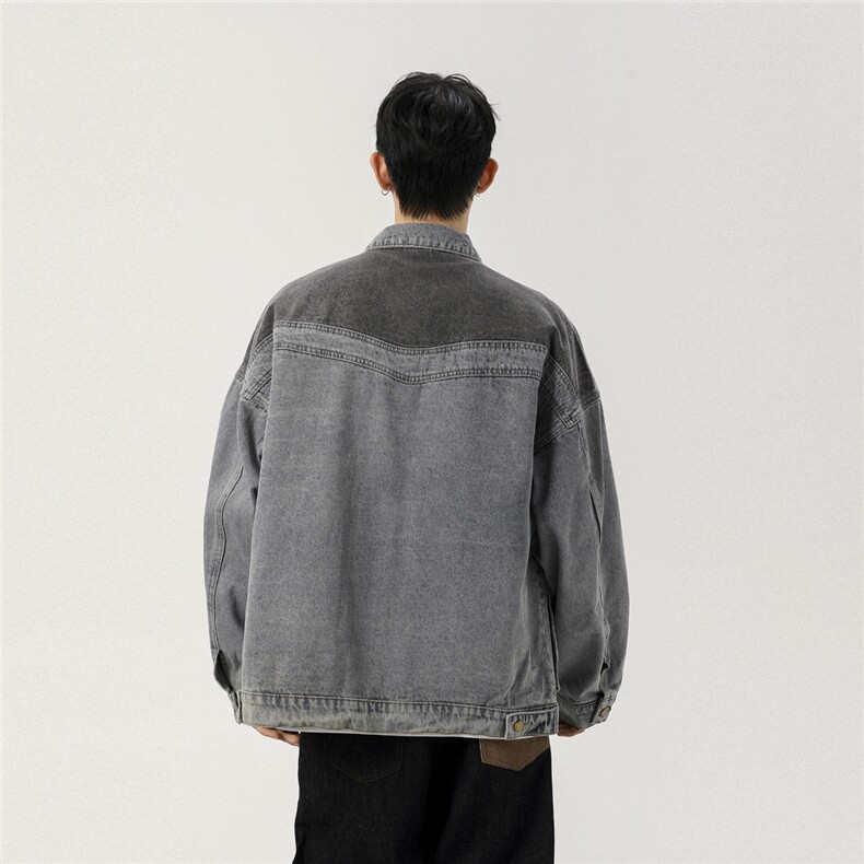 2025新款男士撞色拼色水洗工装牛仔夹克外套上衣N9003/P105,男装工装外套,星座202