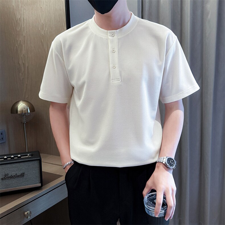 夏打底衫纯色亨利领纯色圆领T恤短袖社会小伙A236-82559-特P38,男装T恤,电商A236