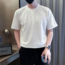 夏打底衫纯色亨利领纯色圆领T恤短袖社会小伙A236-82559-特P38，男装T恤，电商A236