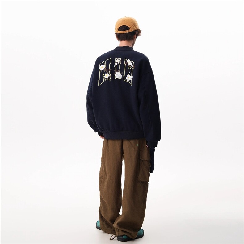 美式复古刺绣毛呢棒球服男女秋设计感情侣宽松夹克外套HHT12P70,男装夹克,星座1013-5