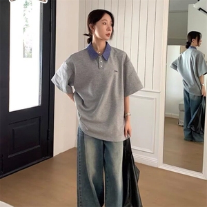 【有货】DJT01-特P38美式复古假两件拼接条纹衬衫翻领短袖上衣潮,男装T恤,星座603-2