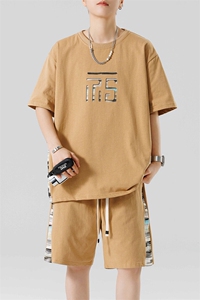 青少年夏季2025短T短裤一套潮牌帅气休闲套装XZ301b-2-TZ16TP38图片