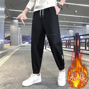 灰色2023冬装九分裤男青年束脚加绒加厚卫裤潮K137加绒-P75 控108图片