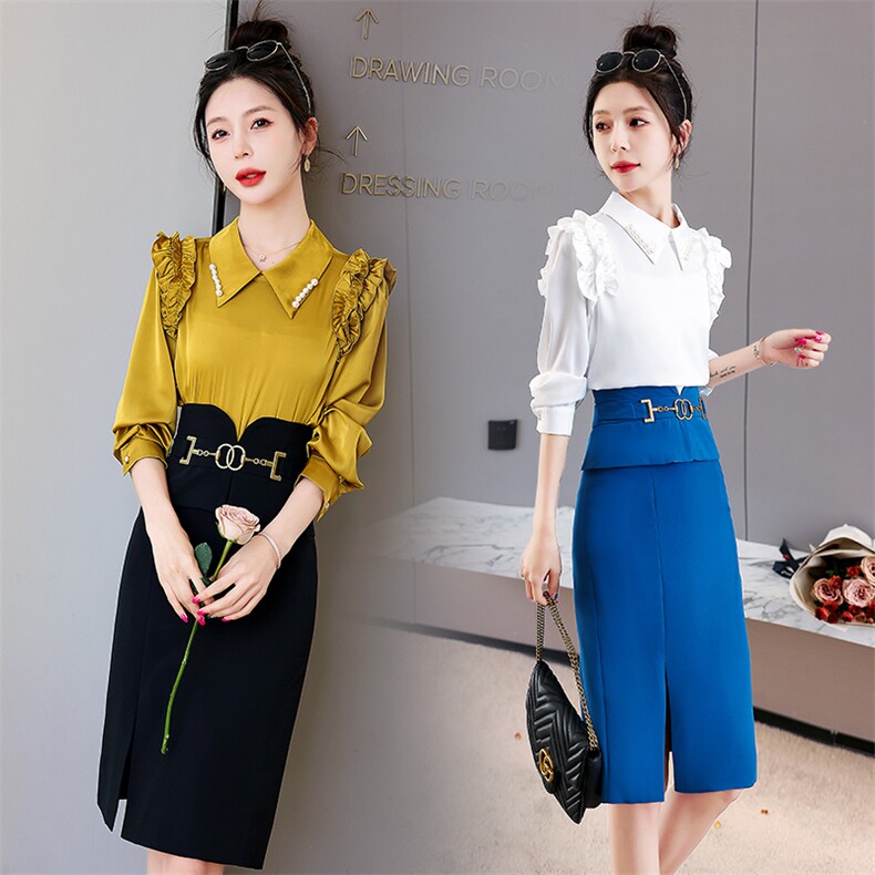 2024春季时尚简约大方气质优雅收腰显瘦休闲修身百搭潮流两件套，女装套装/套裙，时尚俏佳人