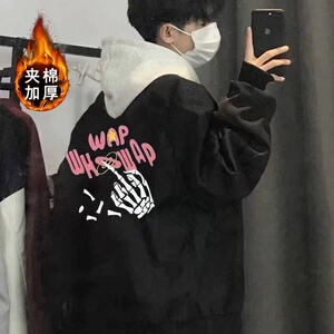 1506A/GSS8790/P63高街潮牌网红骷髅手指印流宽松棉服夹克图片