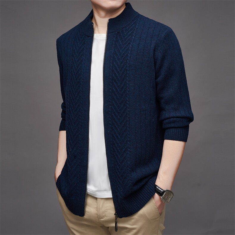 GENIOLAMODE美式结构分割卫衣男士秋季针织衫双拉链cleanfit外套，男装针织衫/毛衣，电商B360