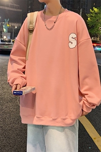 Y5035 P35秋季港风刺绣圆领卫衣男宽松长袖T恤打底衫外套图片