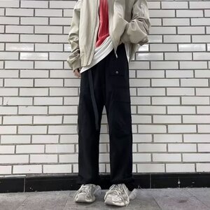 工装裤男港风潮流大口袋个性2024秋冬季新款ins宽松长裤K4726-P46图片