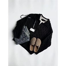 7色大货韩版假两件翻领套头针织衫宽松纯色休闲毛衣JL01P55，男装针织衫/毛衣，电商D256-1(原A064-1)