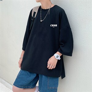 Q11248-P30 春夏季七分袖t恤男大码五分袖男短袖中袖图片