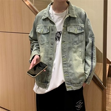 潮牌做旧水洗牛仔外套长袖休闲复古夹克情侣上衣男女百搭JN60-P63，男装夹克，星座1008