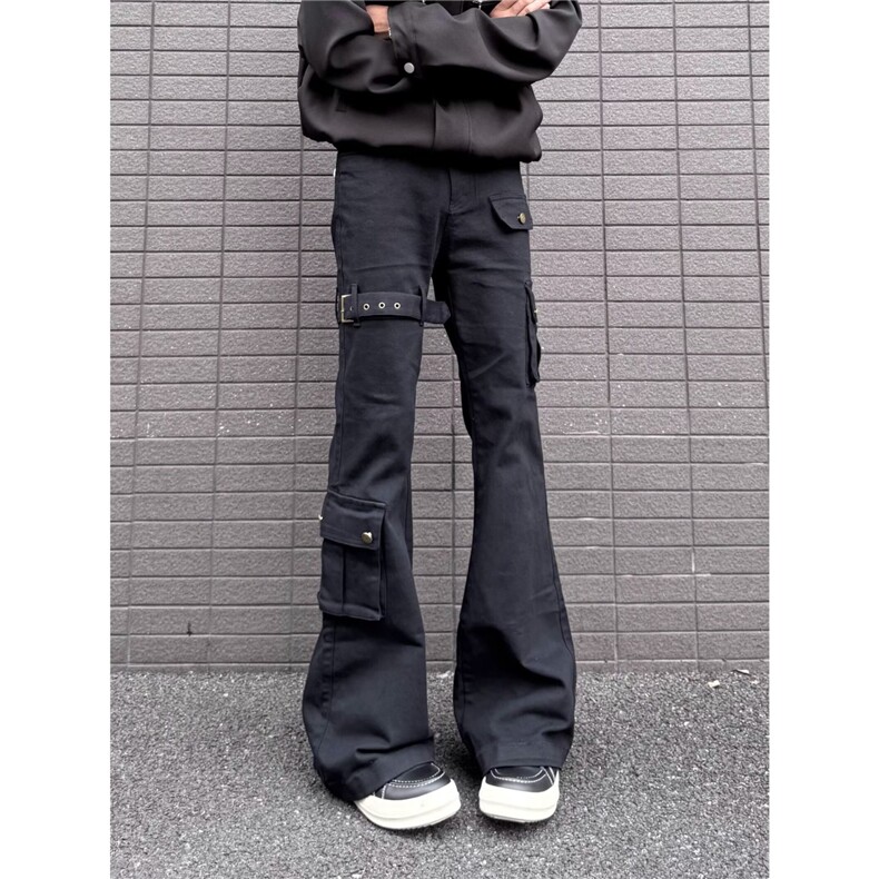 vibe绑带微喇工装牛仔裤男cleanfit美式高街修身喇叭裤子NZG612,男装牛仔裤,星座516A