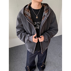加绒牛仔棉服男冬季棉衣外套羊羔绒加厚毛领保暖外套MY1312-P148，男装棉衣，星座1103-3