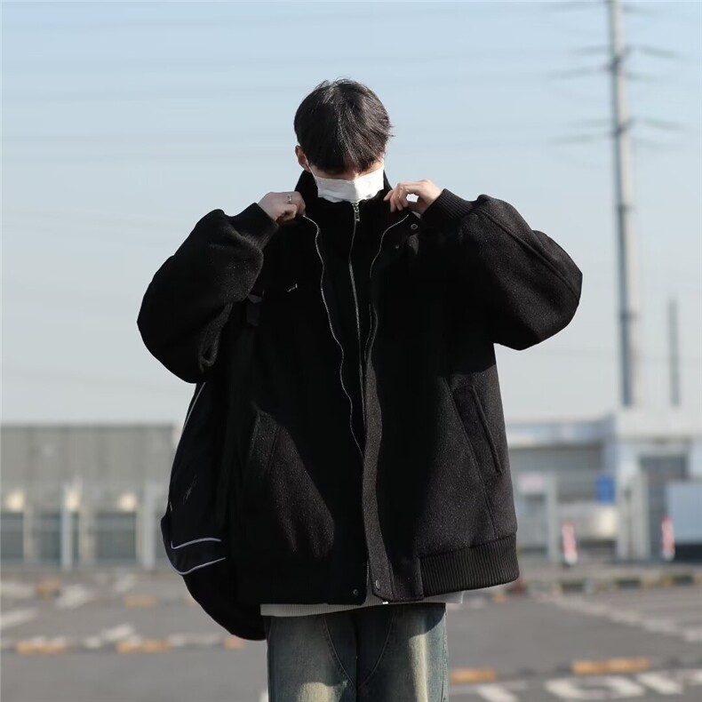 三彩尼假两件秋冬季美式复古麂皮绒外套男女宽松休闲百搭MW9296,男装棉衣,星座1116A-1（原606A）