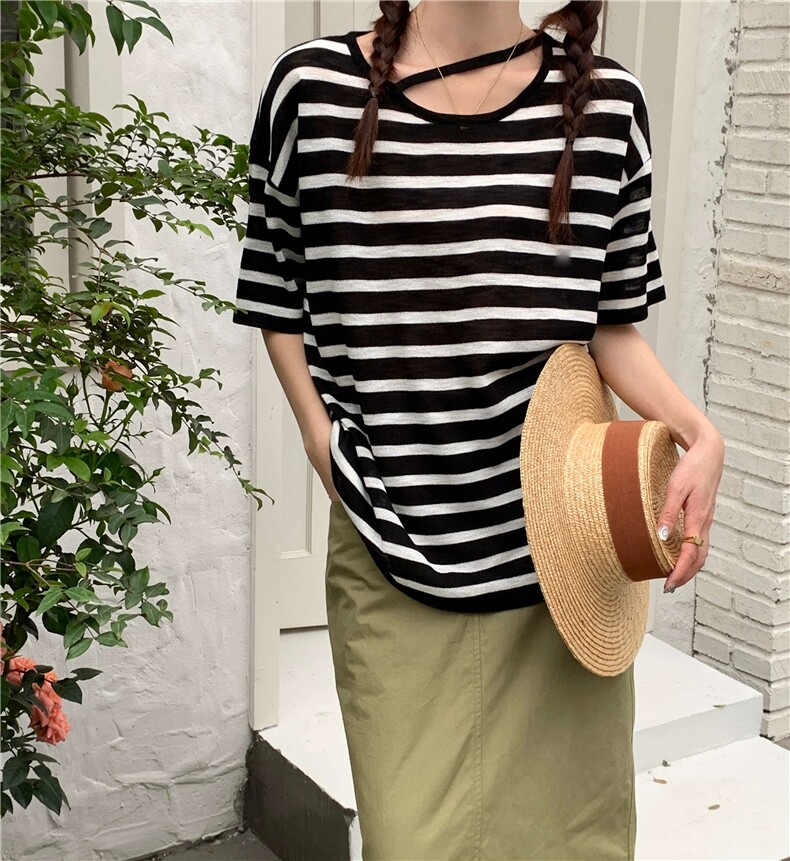 夏季新款简约百搭短袖针织衫女宽松休闲上衣,针织衫/毛衣,伟祺羊绒