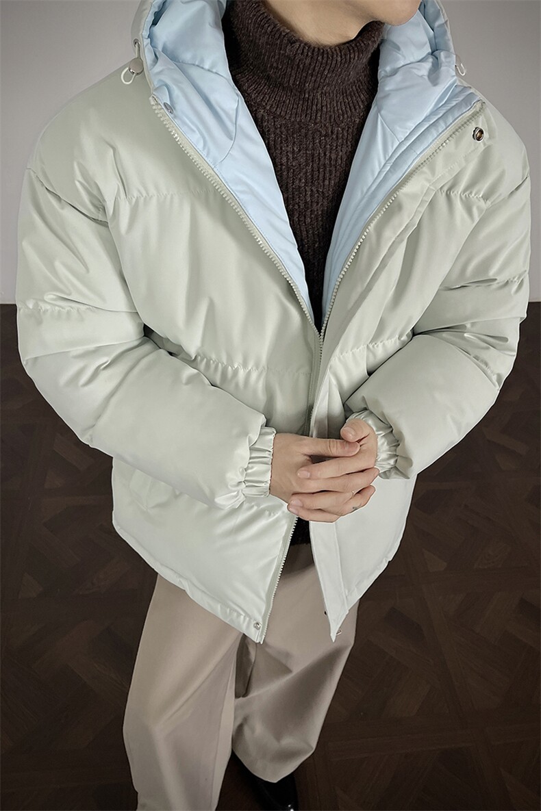 冬季clean撞色棉服中性加厚连帽短款棉衣HZ8811-特P68不议价,男装棉衣,星座610B-1