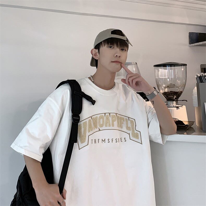潮高街刺绣t恤oversize美式短袖男ins情侣短袖T014-P33,男装T恤,星座308B-1