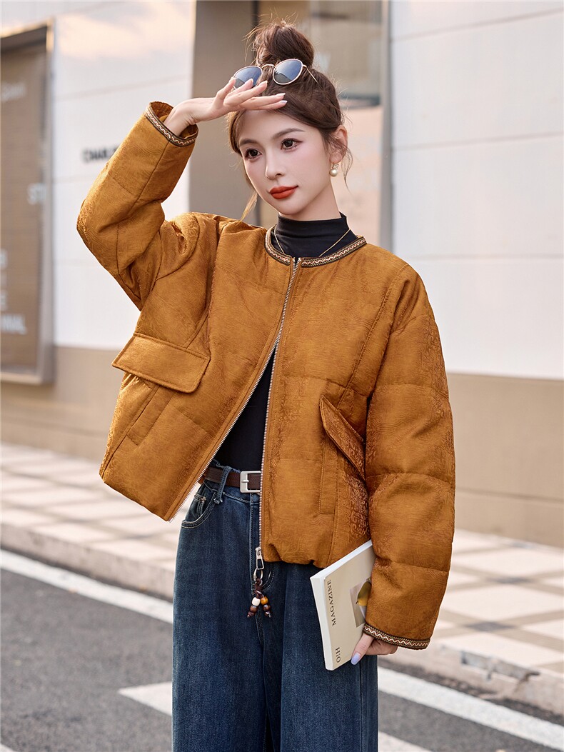 现货主推2025年冬季新款國风羽绒服外套女,女装羽绒服,曼娅璐