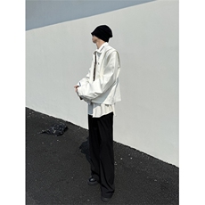 XZ1005-1-TTH0090-批105-解构设计感垫肩弯刀袖立领夹克外套，男装夹克，星座1005-1