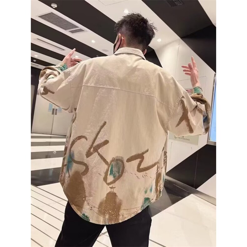 衬衫男长袖夏季潮牌易打理宽松休闲外套春秋款印花痞帅青少年衬衣,男装衬衫,星座506A