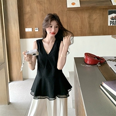 网纱拼接无袖马甲阔腿裤套装女夏2025新款巨好看小众不撞款轻熟风，女装套装/套裙，浙宝276（原081）