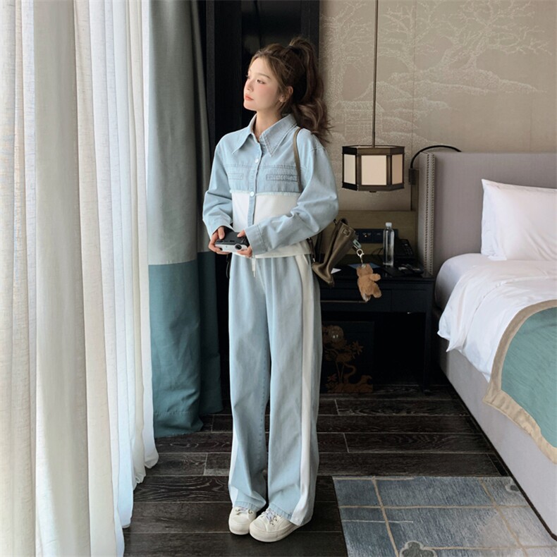 档口现货2025新款女装春秋韩版休闲牛仔两件套356-p165-k238,女装套装/套裙,2C266
