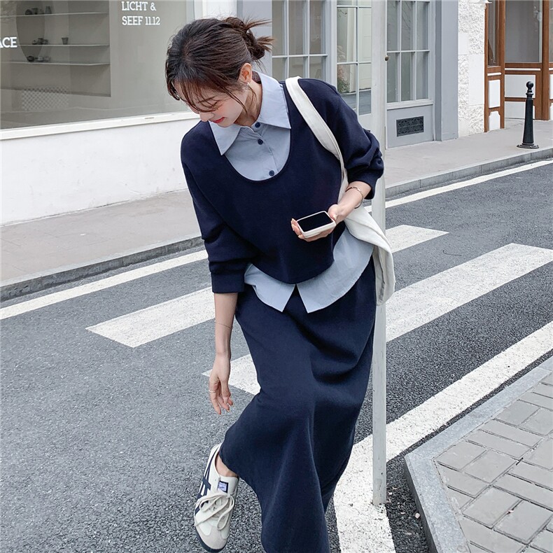 【新品】2026春季衬衫假两件卫衣两件套装C5807P185K298,女装套装/套裙,2D113