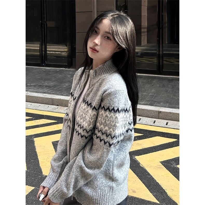 现货 费尔岛针织开衫宽松休闲慵懒风毛衣M9824特P60图片