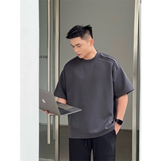 网图有货22号穿搭260g纯色重磅廓形宽松简约短袖T恤男A515-P30，男装T恤，星座1505