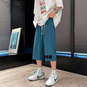 QK72253-P25冰丝七分裤男大码速干短裤男五分裤 港风图片