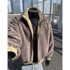 假模原品质两面穿水洗鱼骨纹牛津帆布银蓝狐座山雕外套S530特118，女装短外套，电商A233-1