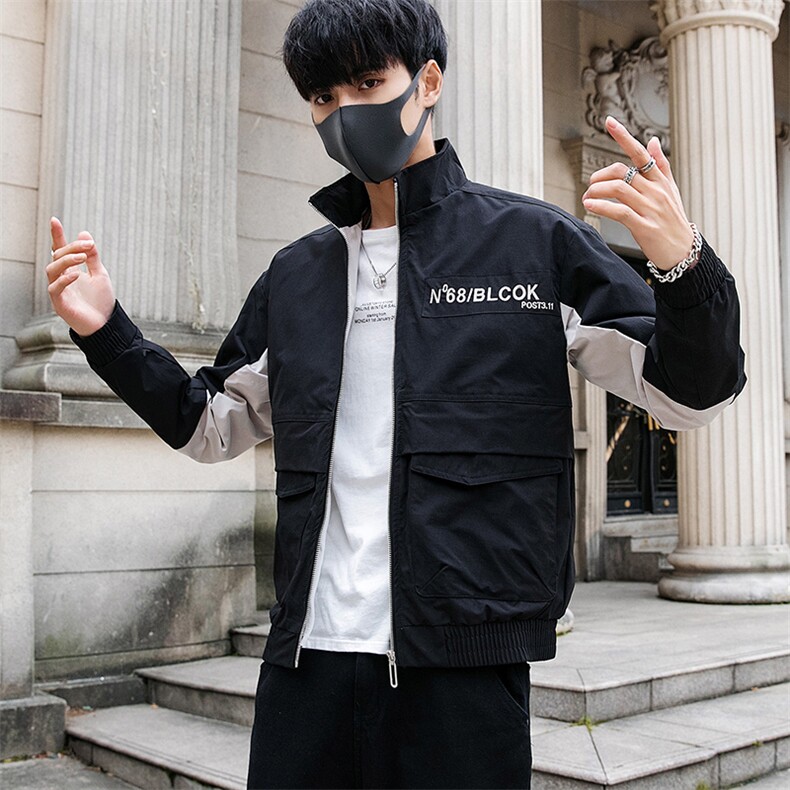 春季外套男新款韩版潮流帅气男士刺绣立领休闲夹克DS317T,男装夹克,电商A102