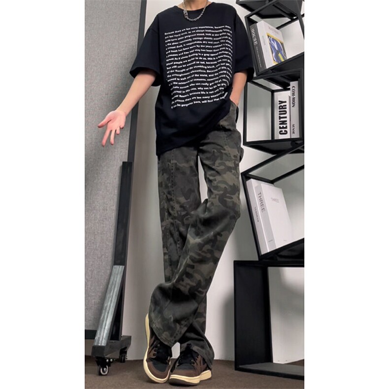 已出数据美式街头嘻哈重磅迷彩拼接工装牛仔裤,男装牛仔裤,星座310A-4