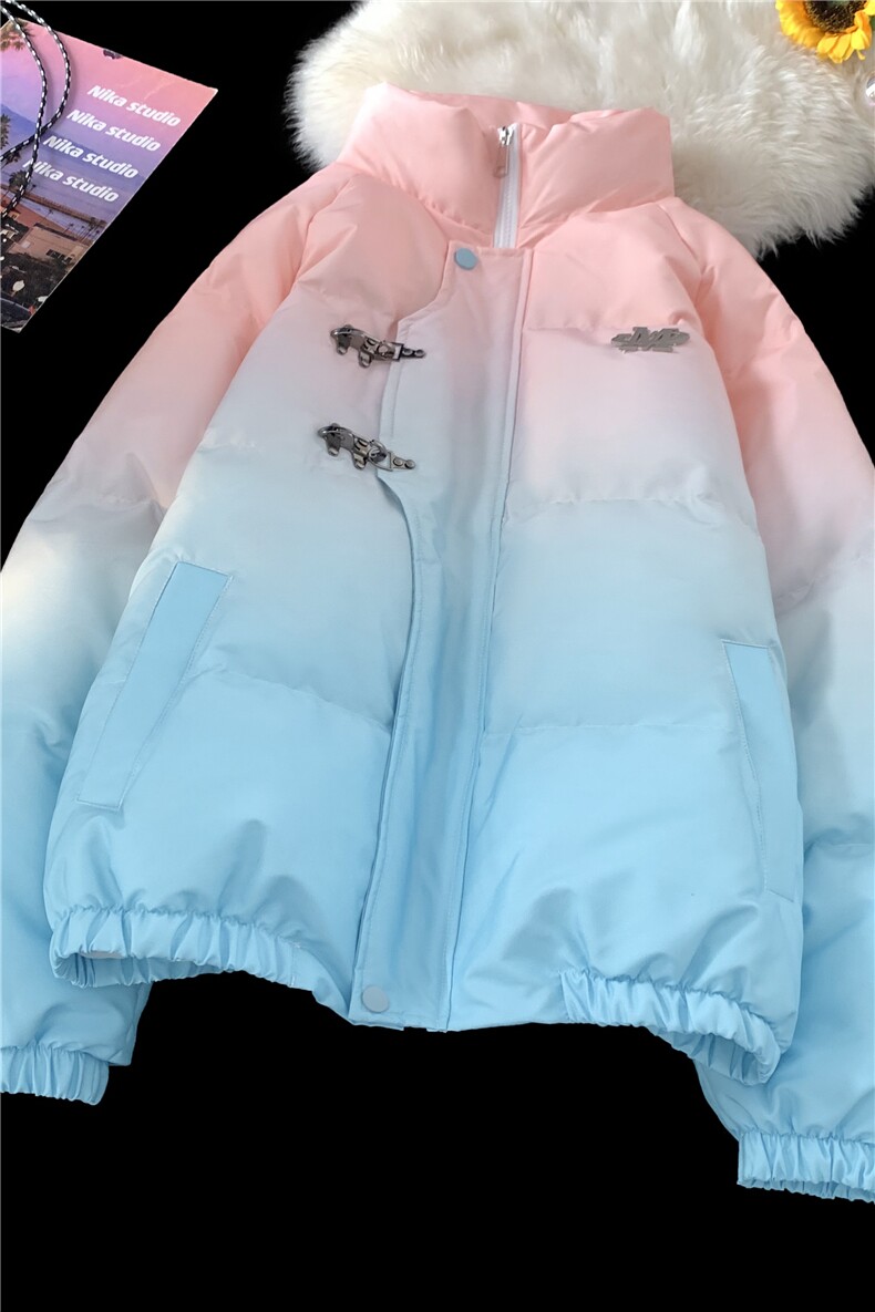 XZ-230-1MY58平铺宽松简约扎染渐变休闲立领机车面包服P128控158,男装棉衣,星座230-1