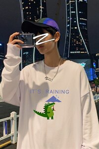 ！21春季新款学生圆领卫衣男百搭印花长袖春装上衣WY122特P25图片