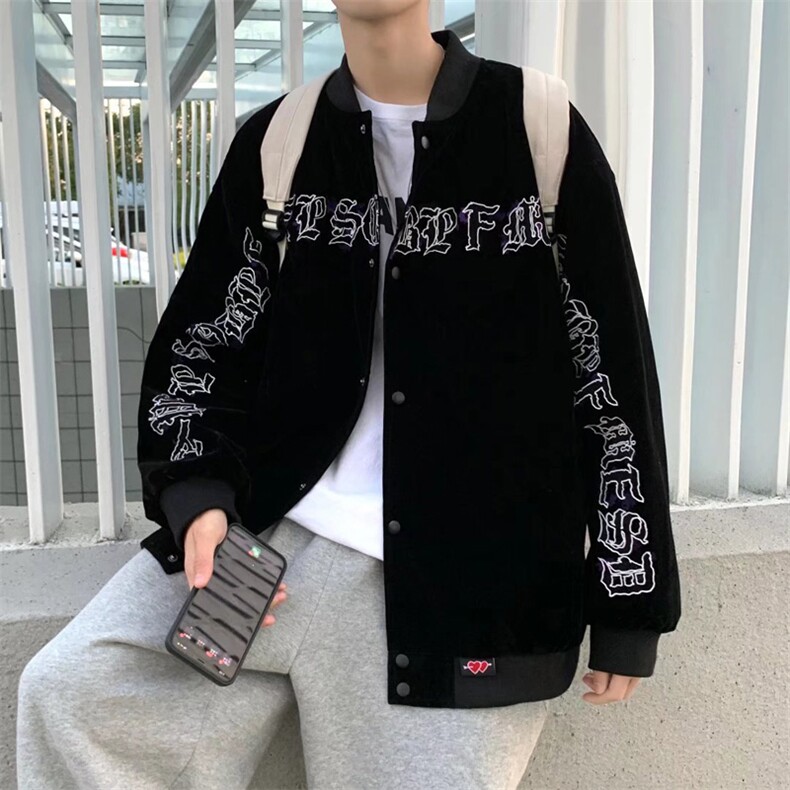 港风宽松双层色丁雪花绒夹克青少年立领长袖W1121P50，男装夹克，星座1116-2