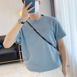 纯棉男士短袖t恤夏季衣服男装纯色全棉体恤纯白t透气打底衫圆领图片