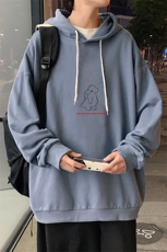 WY2140-P35加绒款-P40纯棉连帽卫衣男大码运动帽衫宽松薄外套男，男装卫衣，电商A040