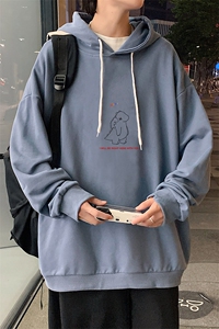 WY2140-P35 加绒款-P40 纯棉连帽卫衣男大码运动帽衫宽松薄外套男图片