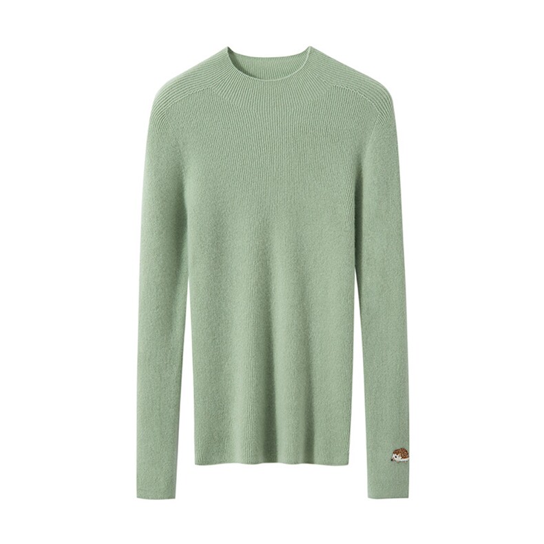 2025年秋季常规时尚百搭刺猬半高领抽条休闲,女装羊绒衫,暖思纯羊绒