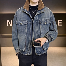 羊羔毛牛仔外套男2025冬款加绒加厚保暖夹克男上衣B317/J618/P175，男装工装外套，电商B317