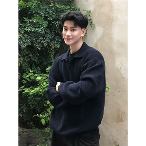 polo领毛衣男秋冬美式复古套头针织衫cleanfit慵懒高级感外套图片