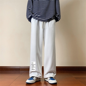 可束脚加厚加绒运动裤男大码宽松直筒卫裤男K13045-P35加绒-P45