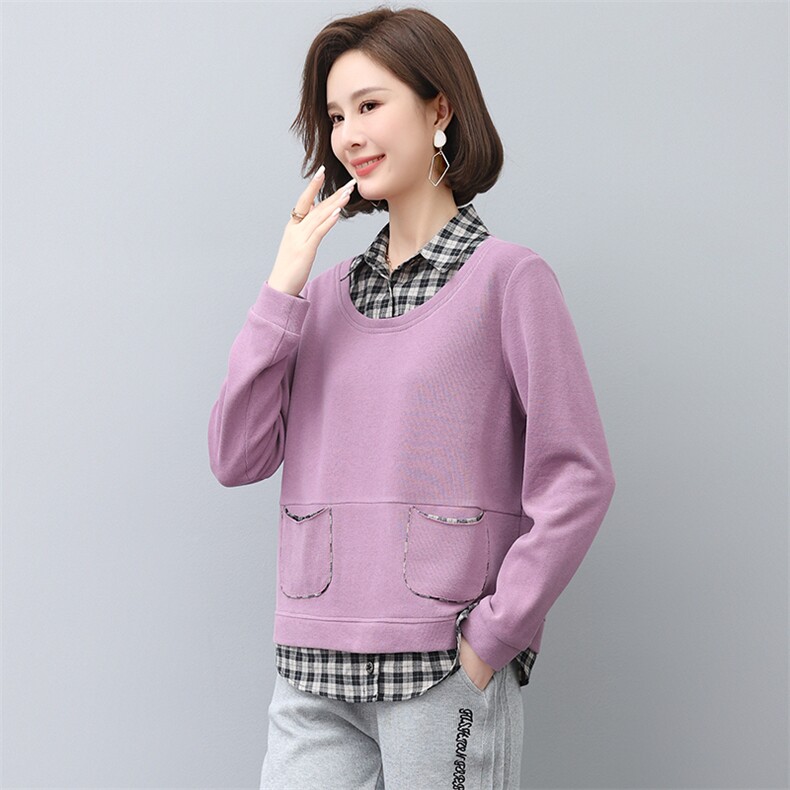 2024年秋季新款韩版休闲百搭卫衣女长袖气质减龄上衣服女打底衫棉,女装卫衣/绒衫,忆绮罗