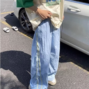 日系山本裤男生秋季侧边拉链拼接设计感直筒裤复古宽松大码弯刀裤图片