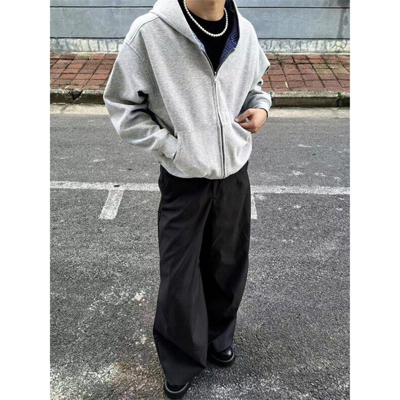 抖音得物高品质二开26春季美式潮牌两面穿连帽卫衣开衫男女外套,女装短外套,电商A486