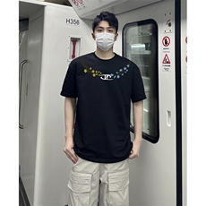 万针全刺绣解构设计260克重磅双纱纯棉高品质美式高街短袖T恤特33，男装T恤，电商A486