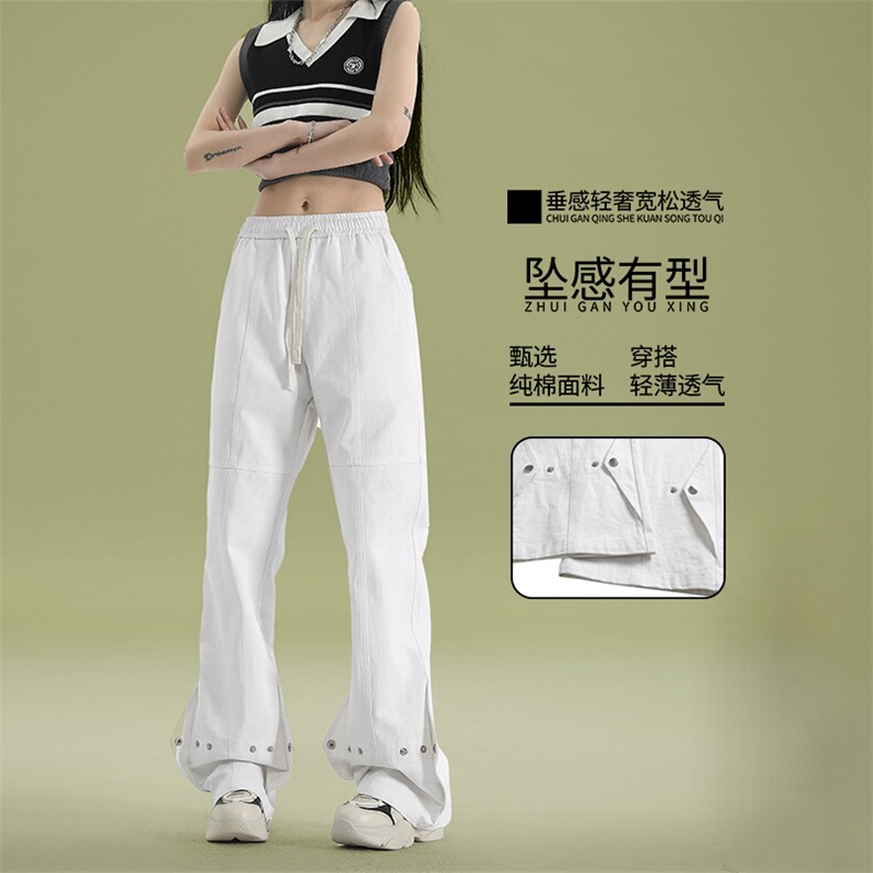 排扣休闲裤男夏季薄款美式高街痞帅垂感长裤子K650-特批-45,男装休闲裤,星座718-1