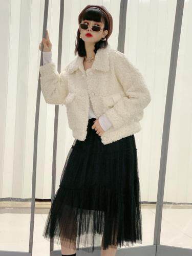 娃娃领短款大口袋皮毛一体，女装，昕叶良品