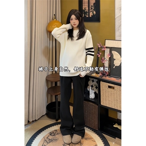 美式潮牌呢料裤子冬季垂感美拉德直筒老钱休闲长裤K3662-特P42图片
